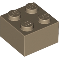 Lego kostka (kostička) 2x2, tmavě béžová (4497068, 4255416)